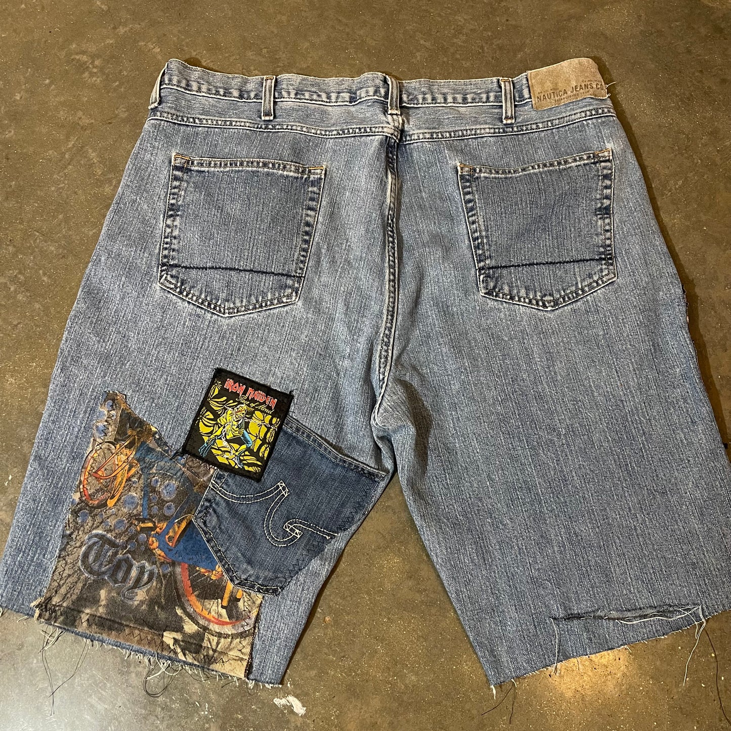 1OF1 CUSTOM PATCHWORK DENIM SHORTS